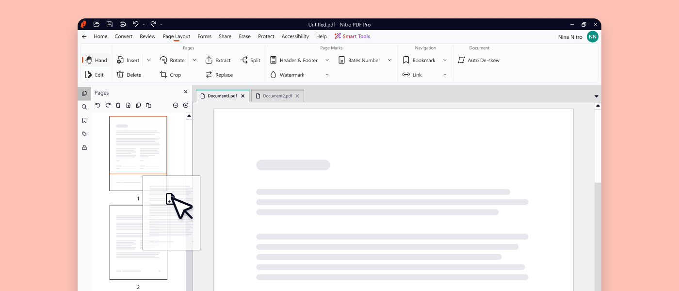 Nitro PDF Pro page being added and order being adjusted
